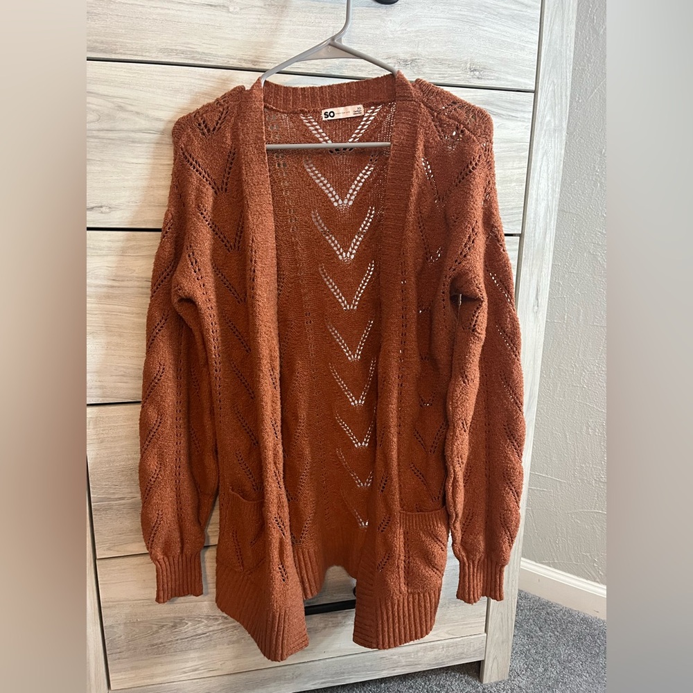 So rust orange pocket oversized cardigan XS